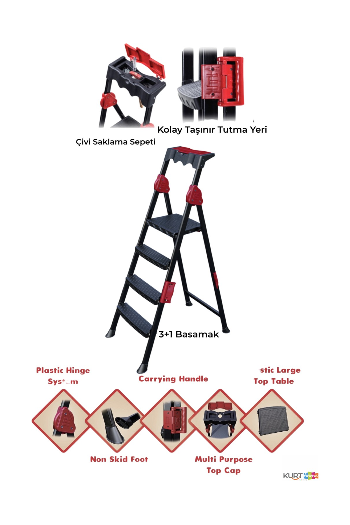 Strong Ladder 3+1 Step Ladder Turk-STRONG31