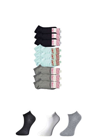 Black Gray and White Women's Ankle Socks 9 pairs