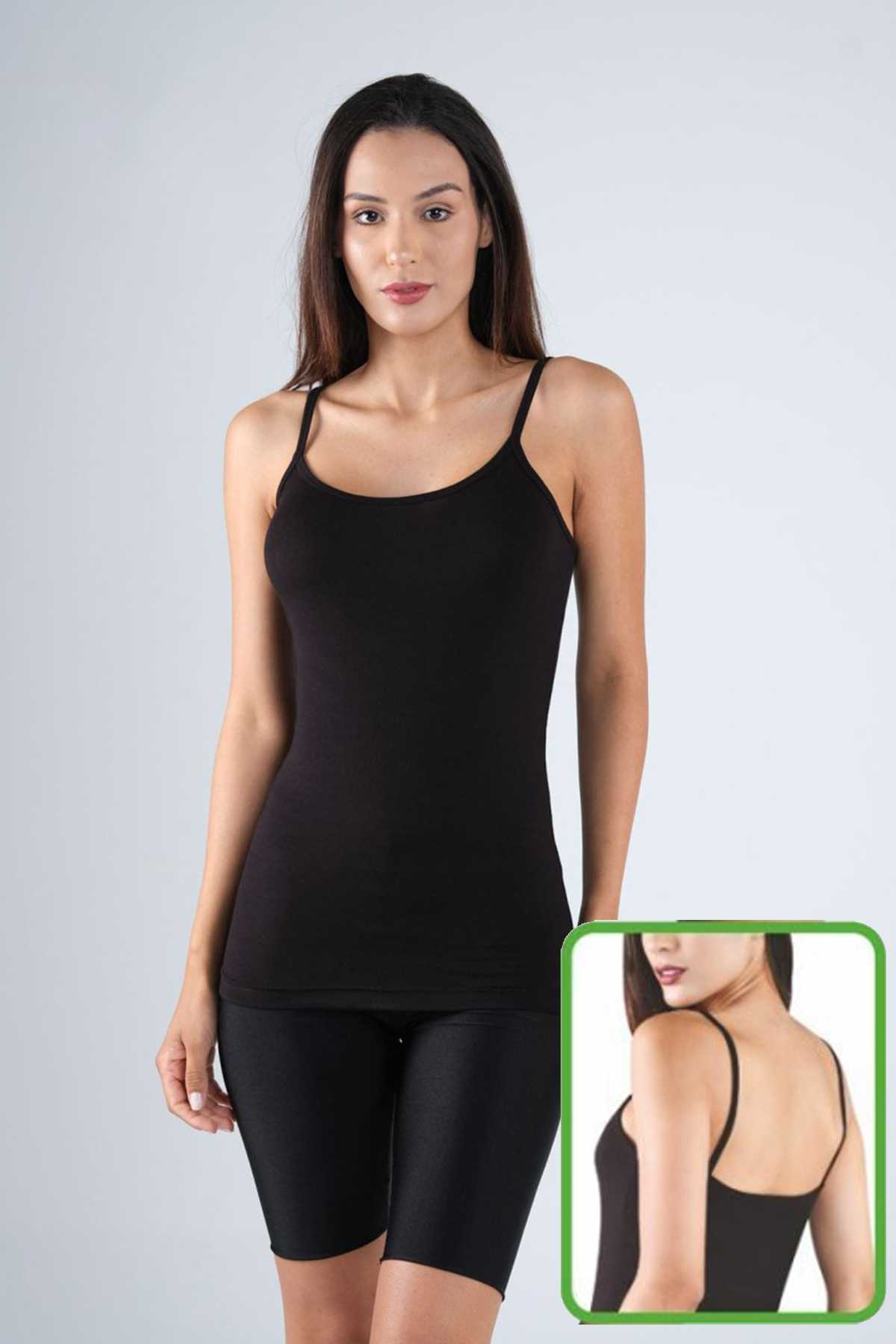 Bamboo Women's Strappy Tank Top Black