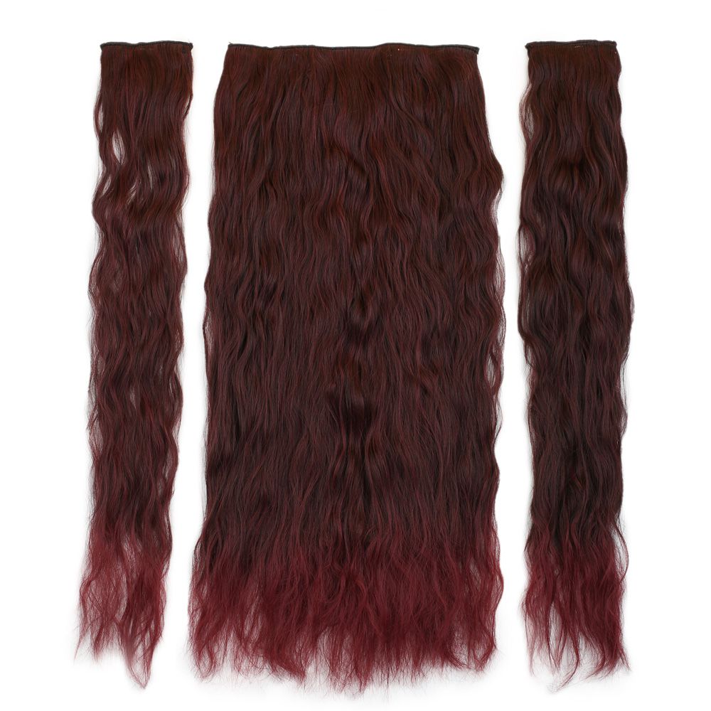 Kanekalon Fiber Synthetic Embossed Wavy Half Moon + 2 Side Hair Snaps / Dark Red