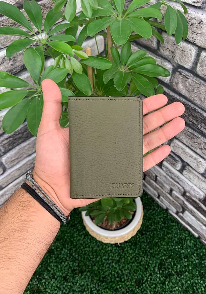 Khaki Green Leather Card Holder