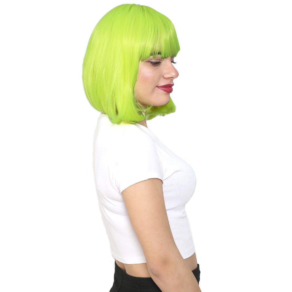 Kanekalon Fiber Synthetic Wig with Bangs / Neon Yellow