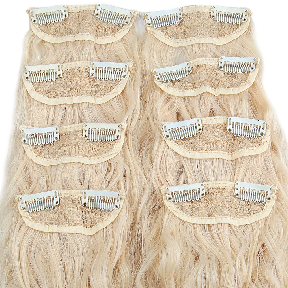 Kanekalon Fiber Synthetic Embossed Wavy 8 Piece Hair Snaps / Platinum