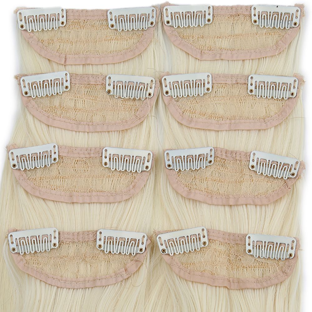 Kanekalon Fiber Synthetic Plain 8 Piece Hair Snaps / Light Platinum