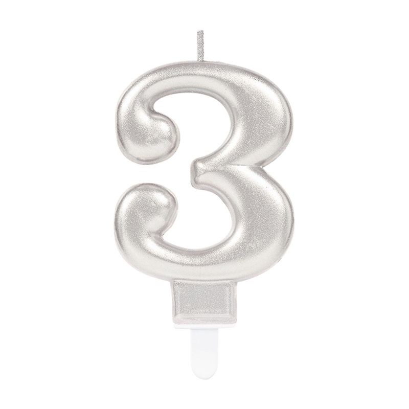 3 Digit Candle Silver Color