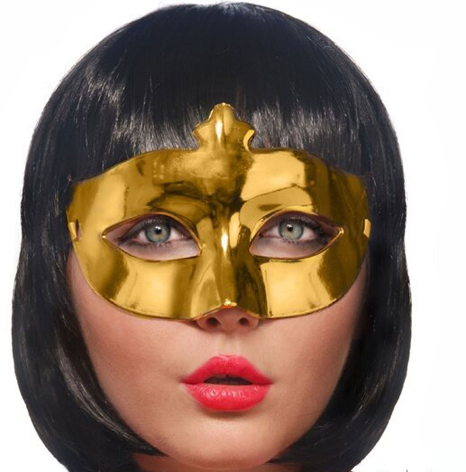 Gold Color Costume Party Extra Shiny Prom Mask 15x10 cm