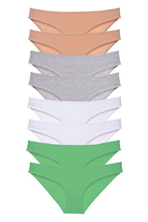 8pcs Super Eco Set Lycra Women Slip Panties Skin Gray White Green