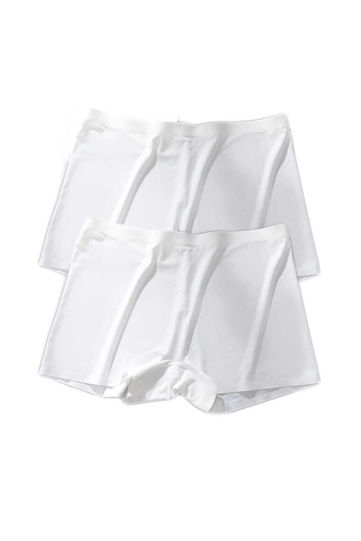 2Pcs Women Seamless Invisible Invisible No Trace Mini Shorts Boxers White