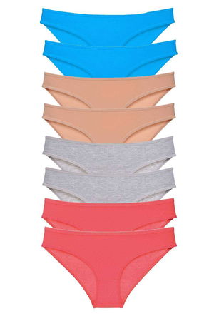 8pcs Super Eco Set Lycra Women Slip Panties Skin Gray Fuchsia Blue