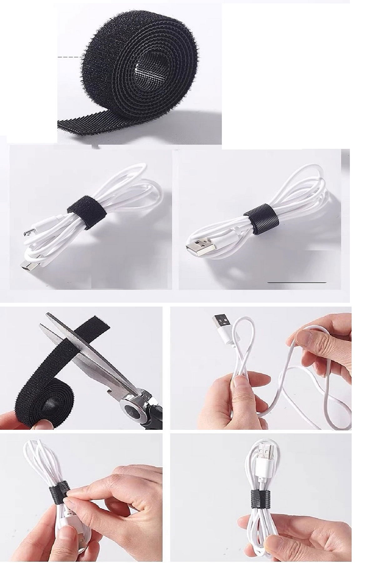 Cuttable Cable Gripper Earphone Mouse Airfry Velcro Stabilizer Cable Organizer For Home Office