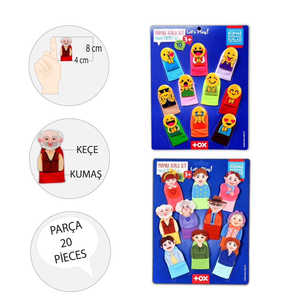 2 Sets - 20 Pieces Emojis and Family Members Finger Puppet