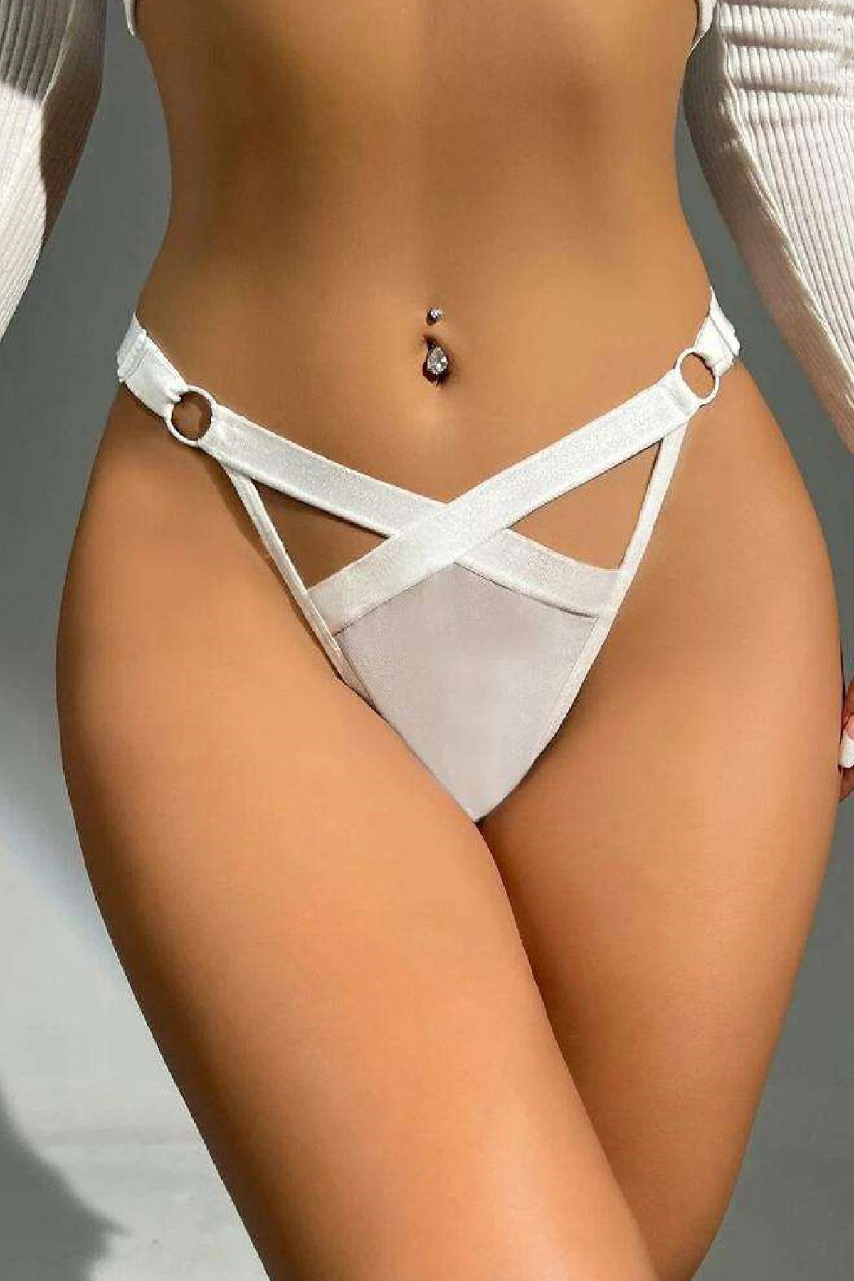 Women's Fancy Lingerie Thong Panties Perfect Fall D219 White