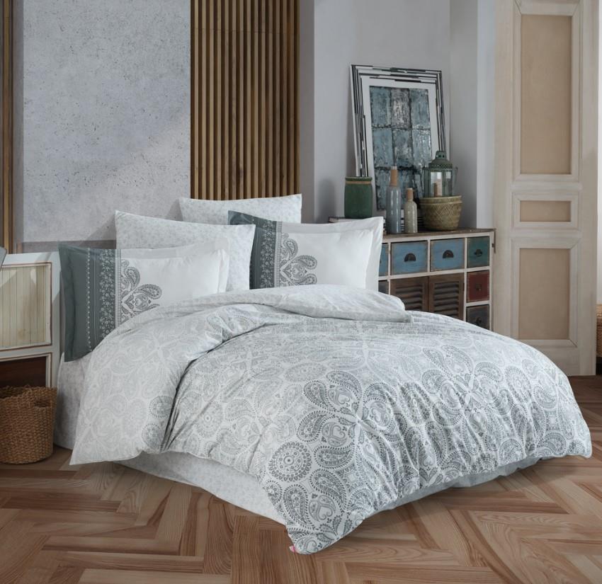 Double Poplin Duvet Cover Irene Gray