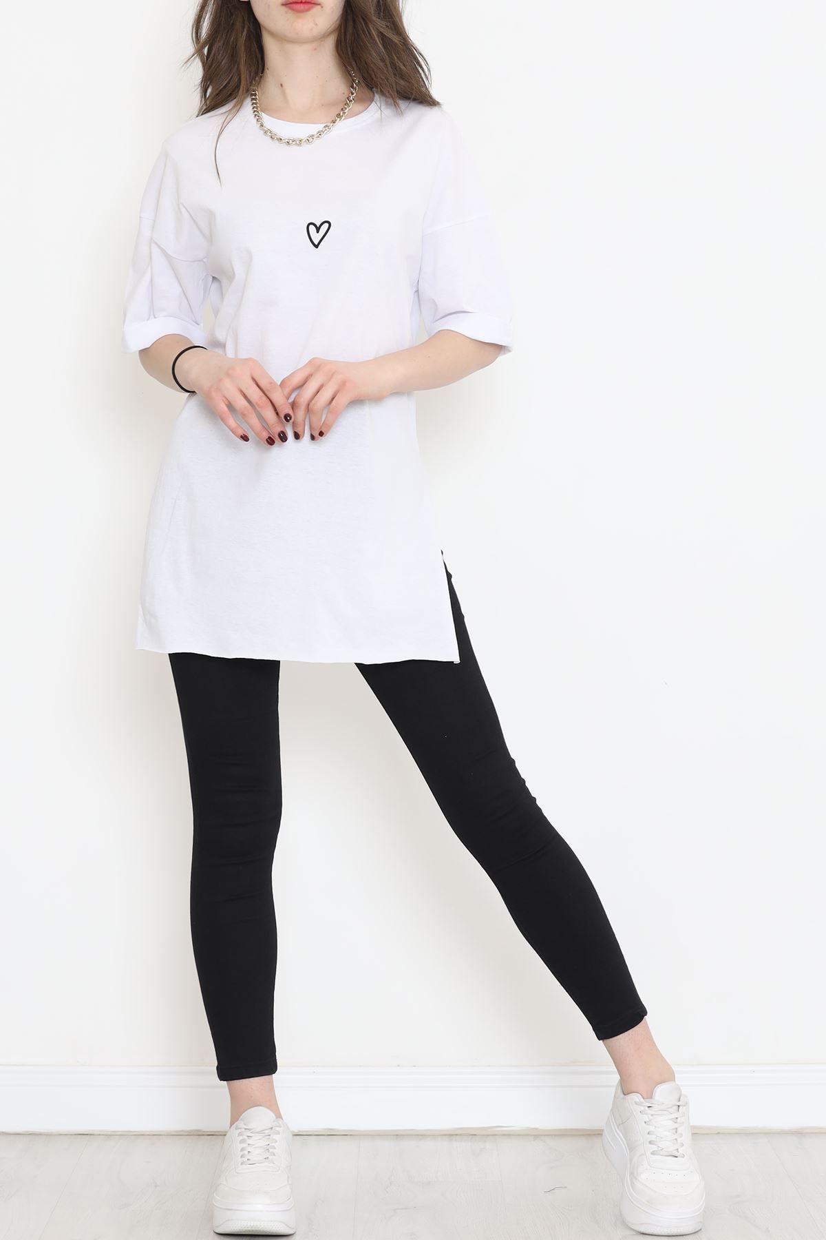 Double Sleeve Printed T-Shirt White-Black