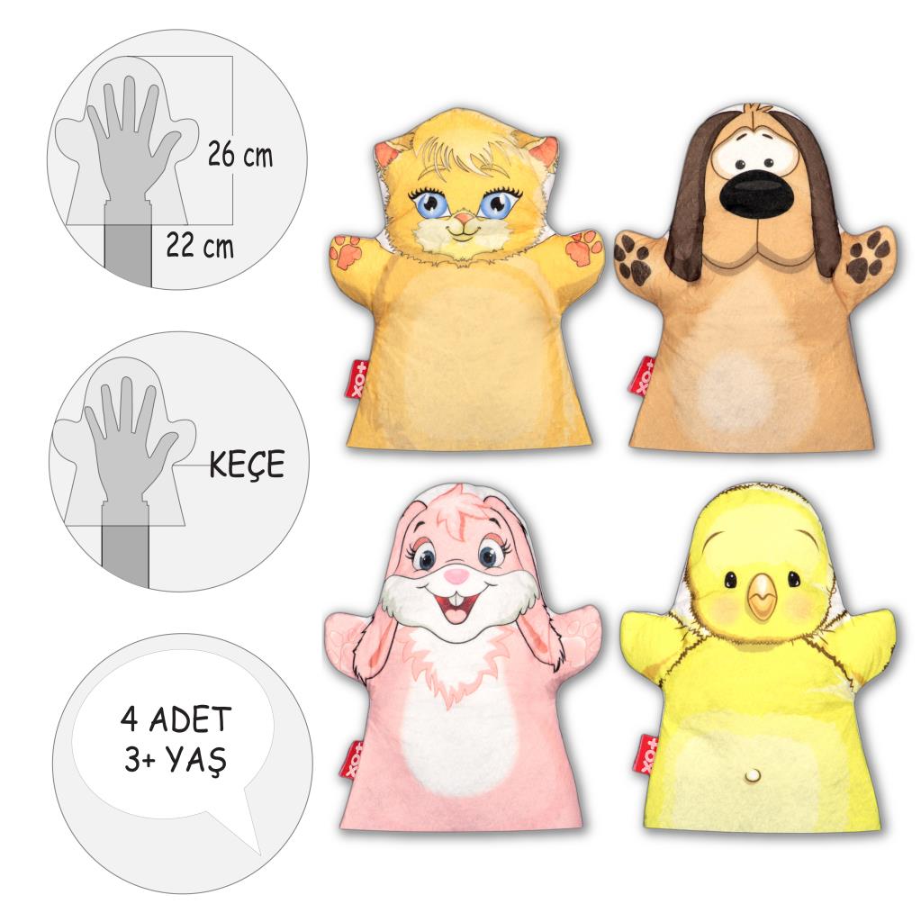 4 Piece Tiny Friends Hand Puppet Set , Educational Toy