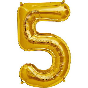 Shaped Supershape Gold Number Foil Balloon Number 5