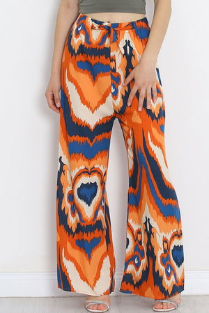 Patterned Woven Trousers OrangePetrol