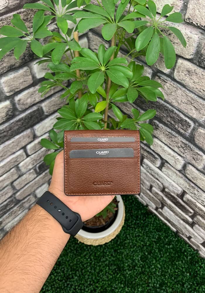 Tan / tan Patented Design Leather Card Holder