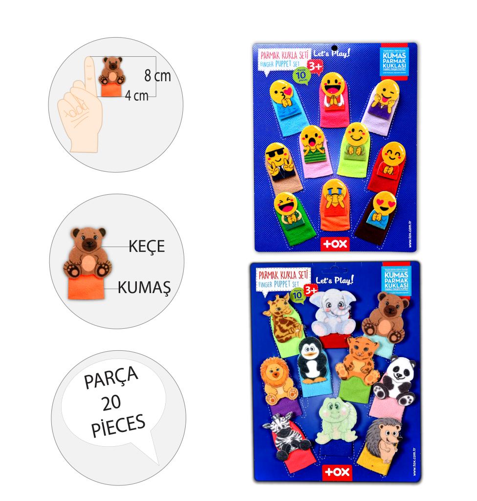 2 Sets - 20 Pieces Emojis and Wild Animals Finger Puppet