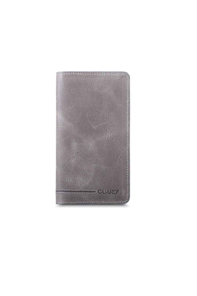 Antique Gray Leather Unisex Wallet with Plus Phone Entry