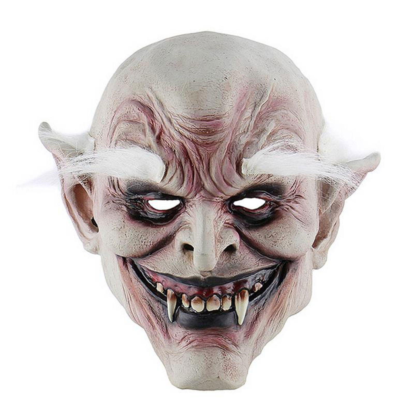 Horror Zombie Mask Latex Vampire Mask Meat Mask with White Hair Eyebrows