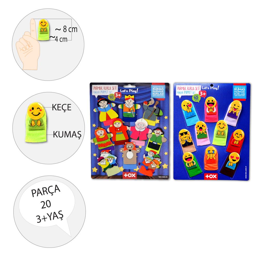 2 Sets - 20 Pieces Emojis and Fairy Tale Heroes Finger Puppet