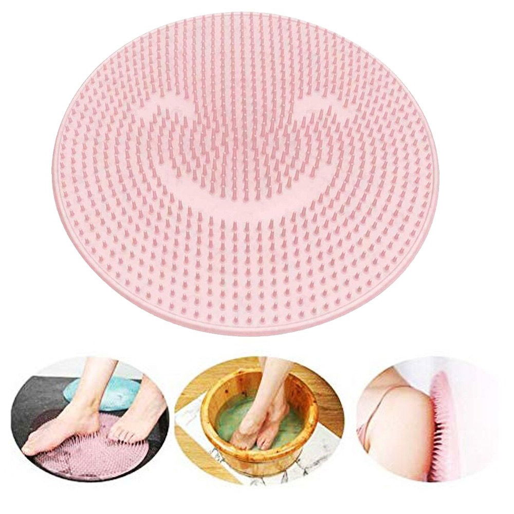 Bath Massage Mat with Silicone Brush and Heel Massage Mat for Feet