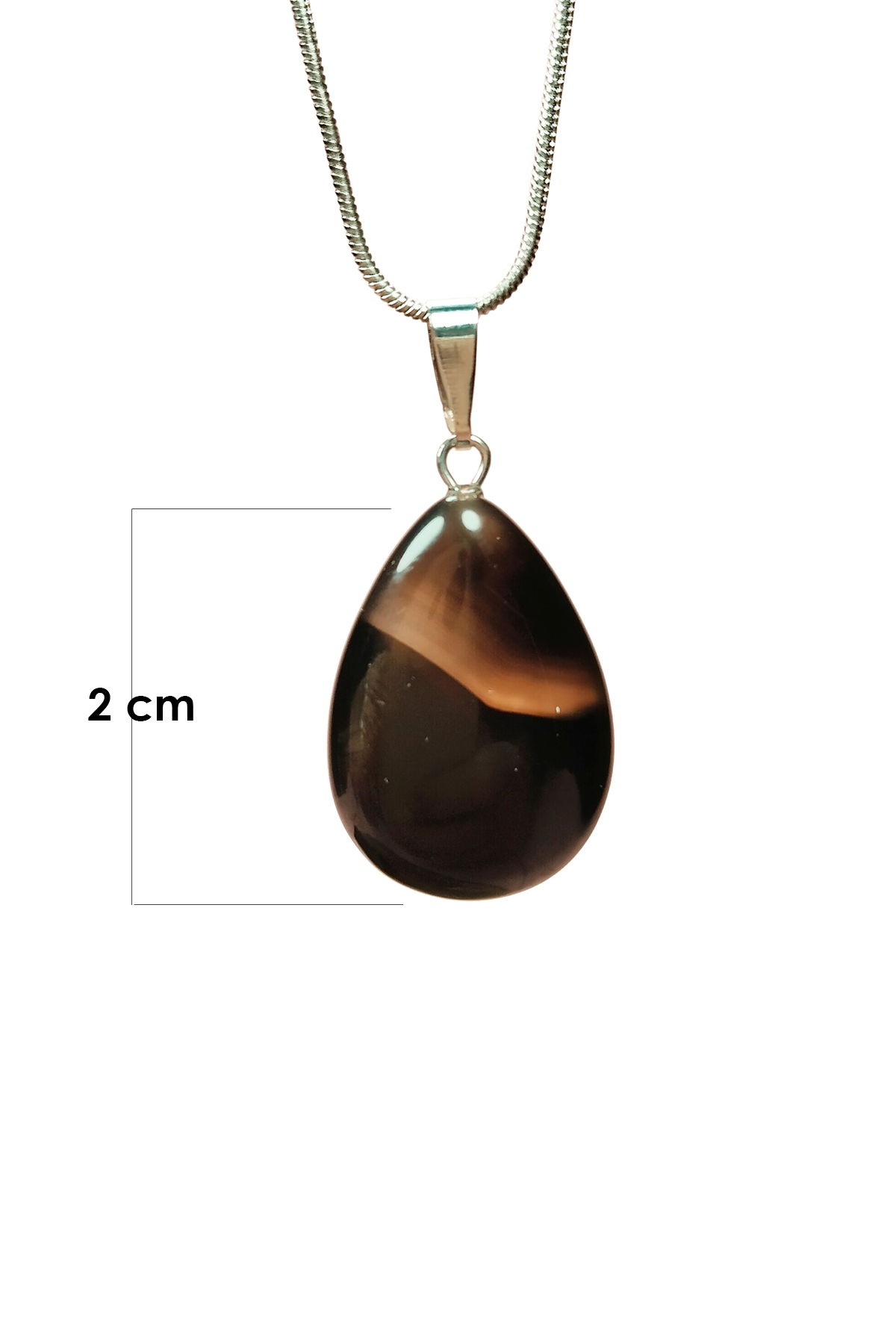 Onix Quartz Natural Stone Handmade Pendant with Chain: 2 cm Chain: 20 cm Boxed