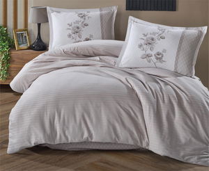 Boutique Series Striped Ranforce Double Duvet Cover Suave v6 Light Gray