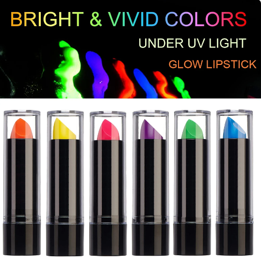 Glow In The Dark Burning UV Neon Lipstick Face Painting 6 Pcs 6 Colors