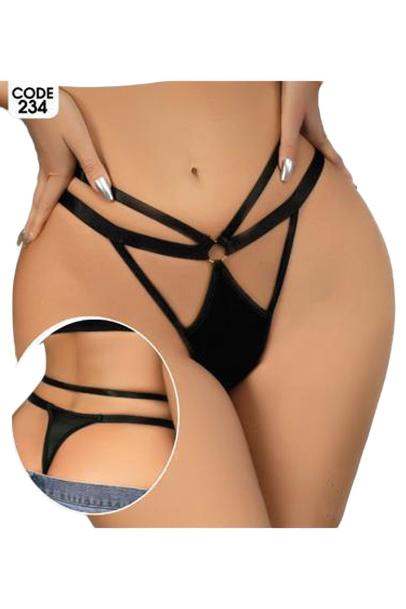 Women's Fancy Lingerie Thong Panties Perfect Fall D234 Black