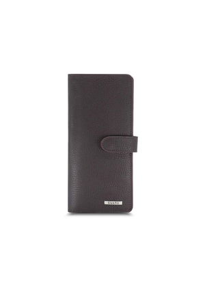 Matte Brown Leather Phone Wallet with Card and Money Slots