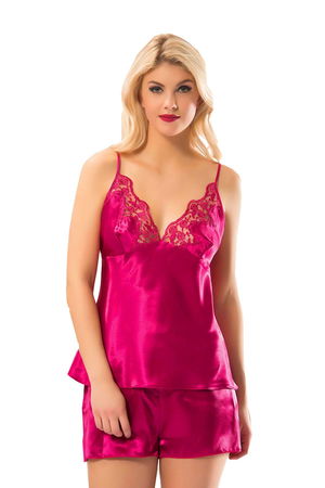 Fuchsia Satin Babydoll Shorts Set