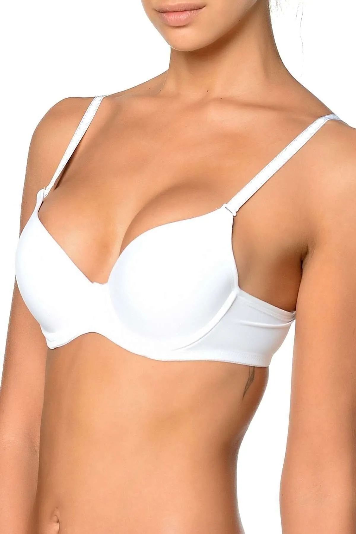 Women's White Casual Basic Padded Push-Up Bra 2250