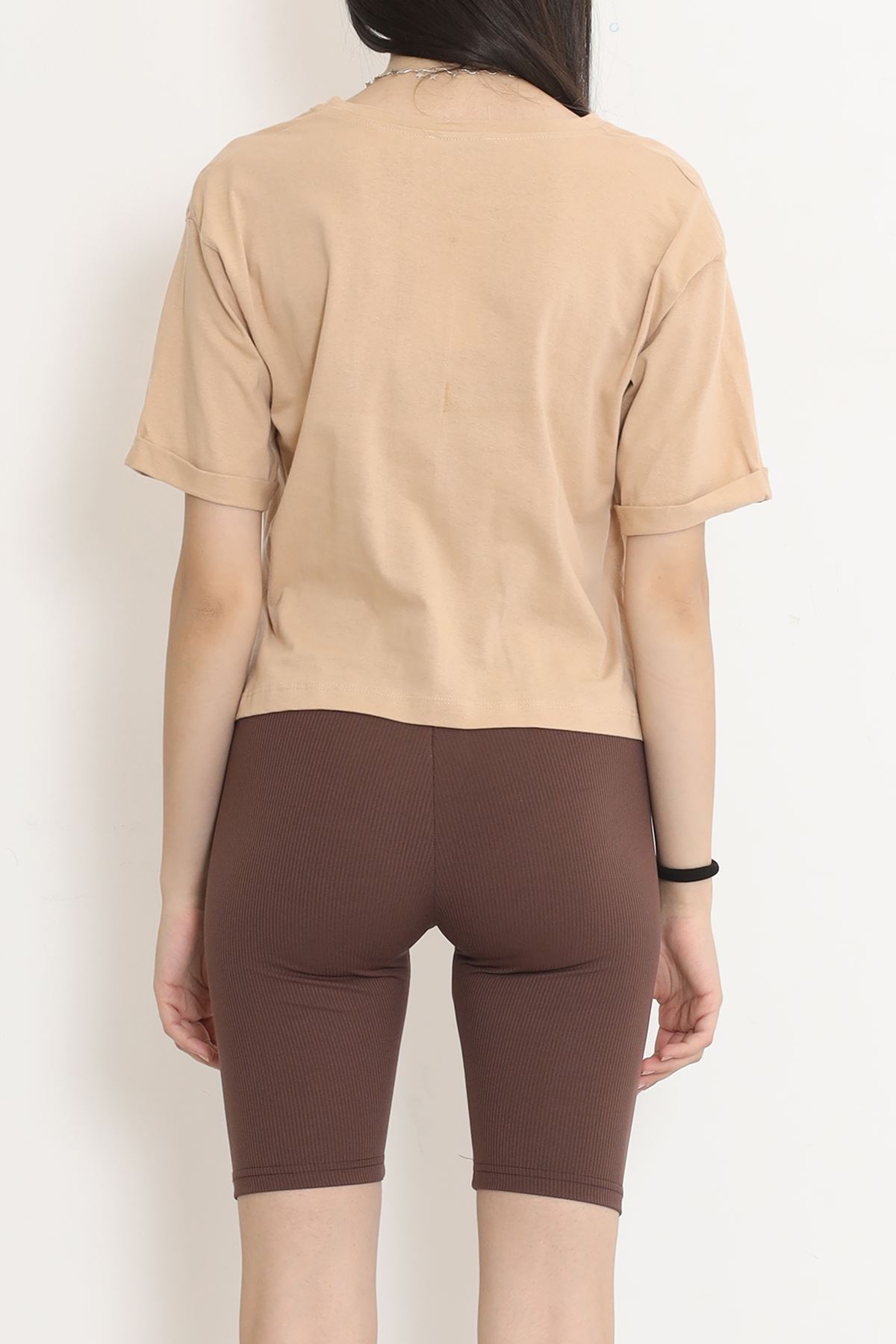 T-shirt with Pocket Slits Milky-coffee