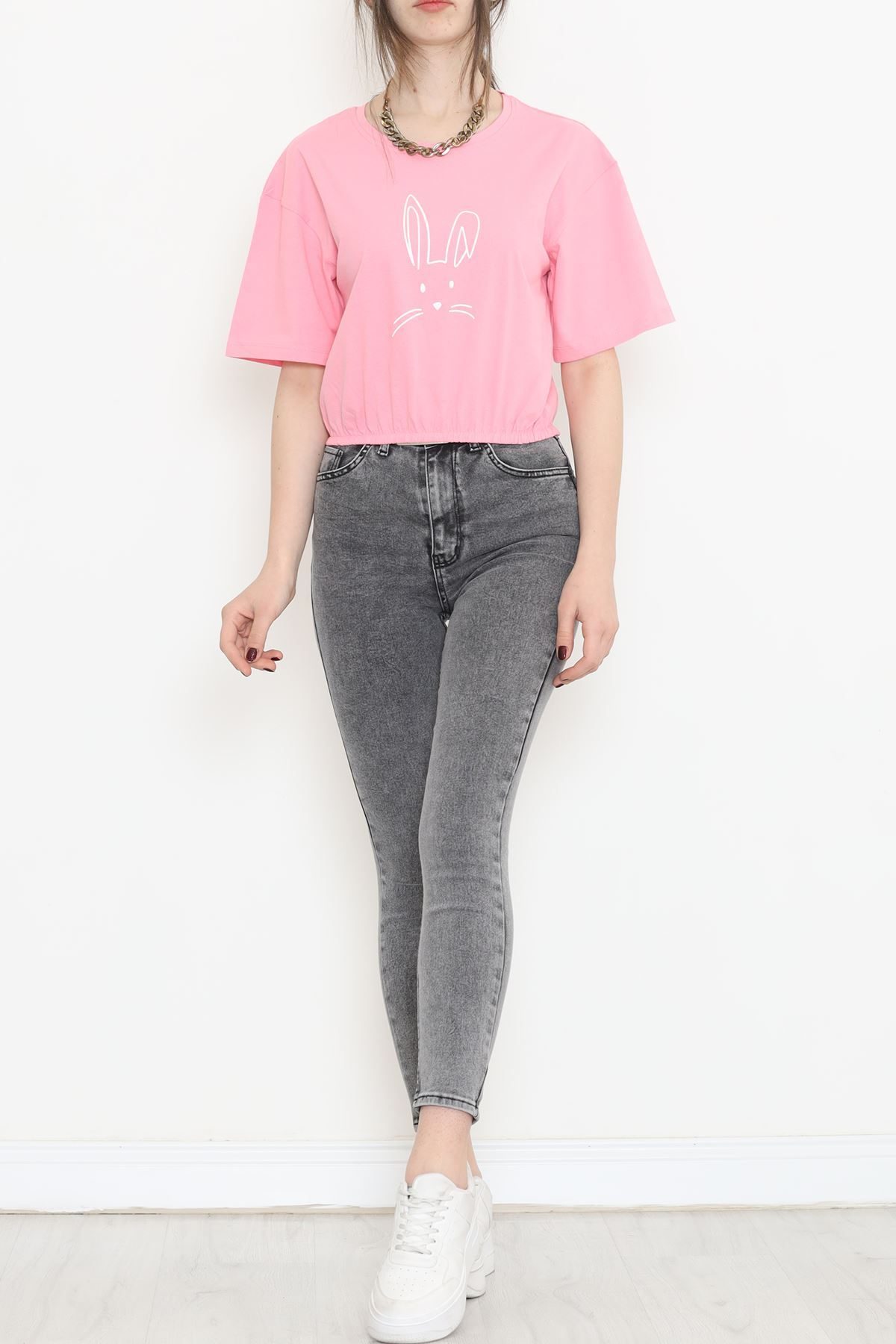 Elastic Waist T-Shirt Pink