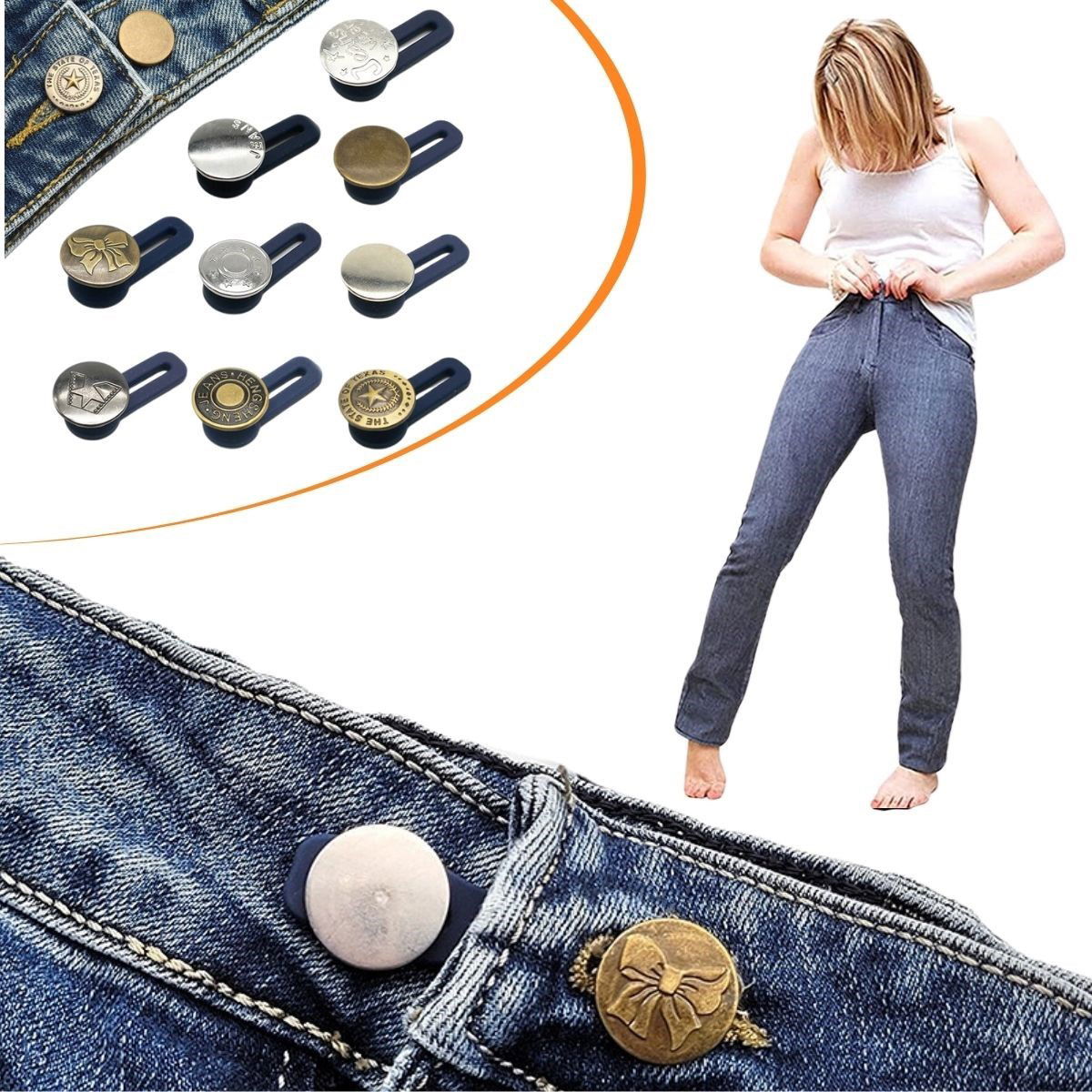 Size Up-Size Down Button Set 10 Pcs Replacement Jeans Button Set