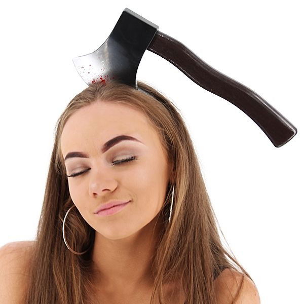 Halloween Bloody Axe Stabbed in the Head Joke Crown