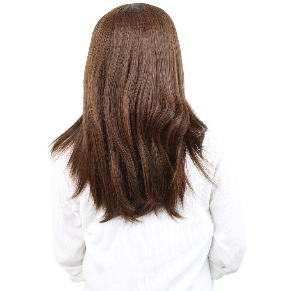 Kanekalon Fiber Synthetic Medium Straight Wig without bangs / Coffee Caramel