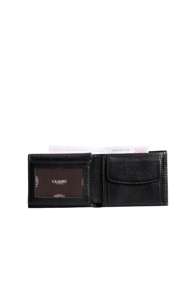 Black Genuine Leather Horizontal Men's Wallet with Coin Purse