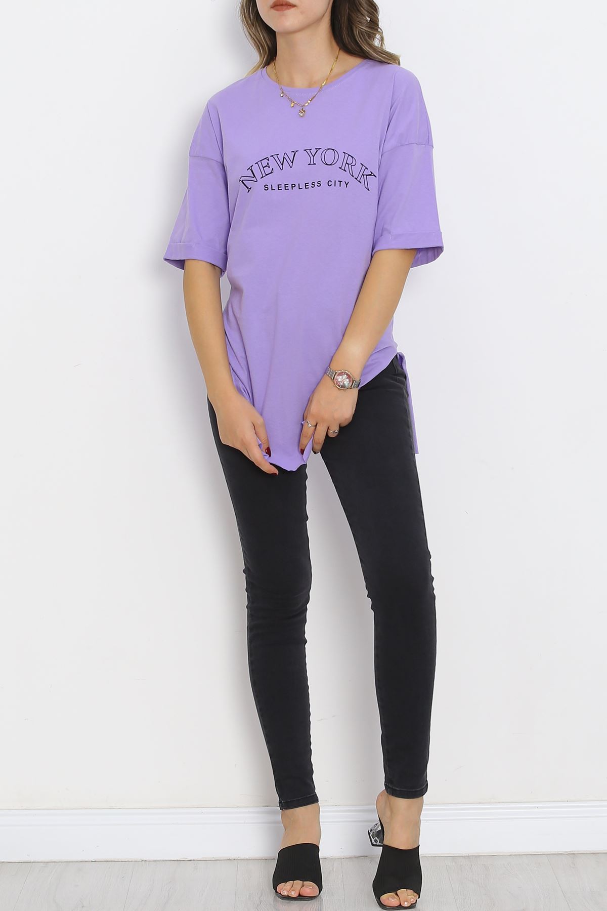 Printed Double Sleeve T-Shirt Lilac