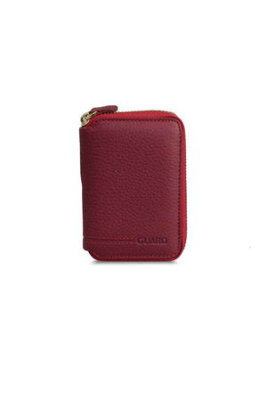 Red Leather Mini Wallet with Zipper