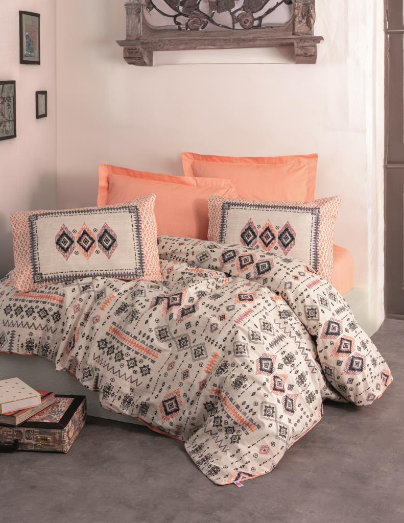 Etnich Duvet Cover Set Double Double Kateri Salmon