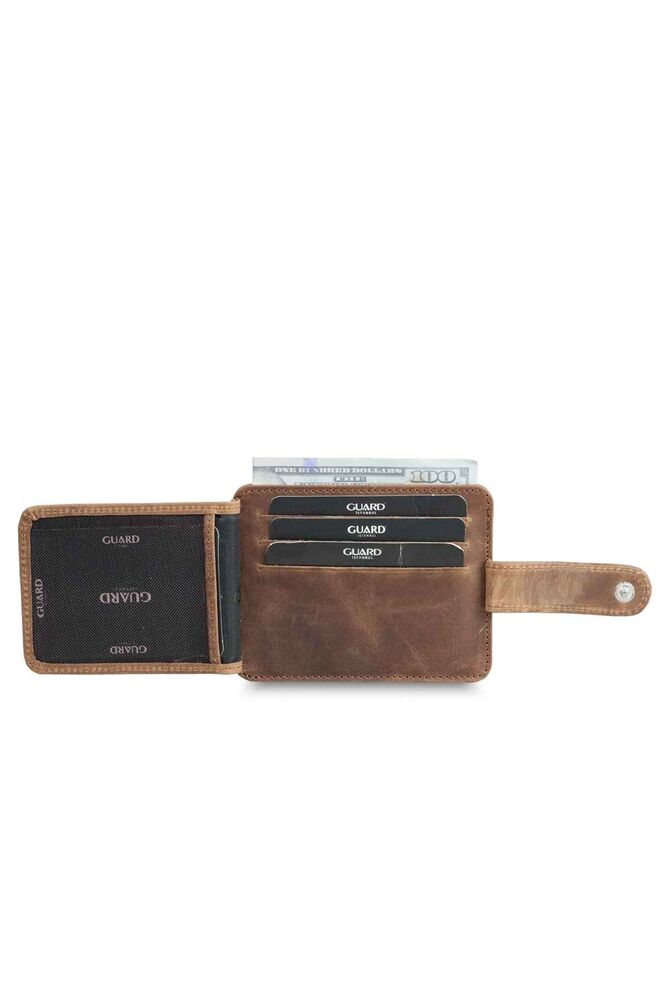 Vertical Crazy Tan Leather Card Holder