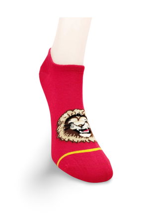 Yellow Red Lion Pattern Sporty Unisex Short Ankle Socks Summer 1 Pair