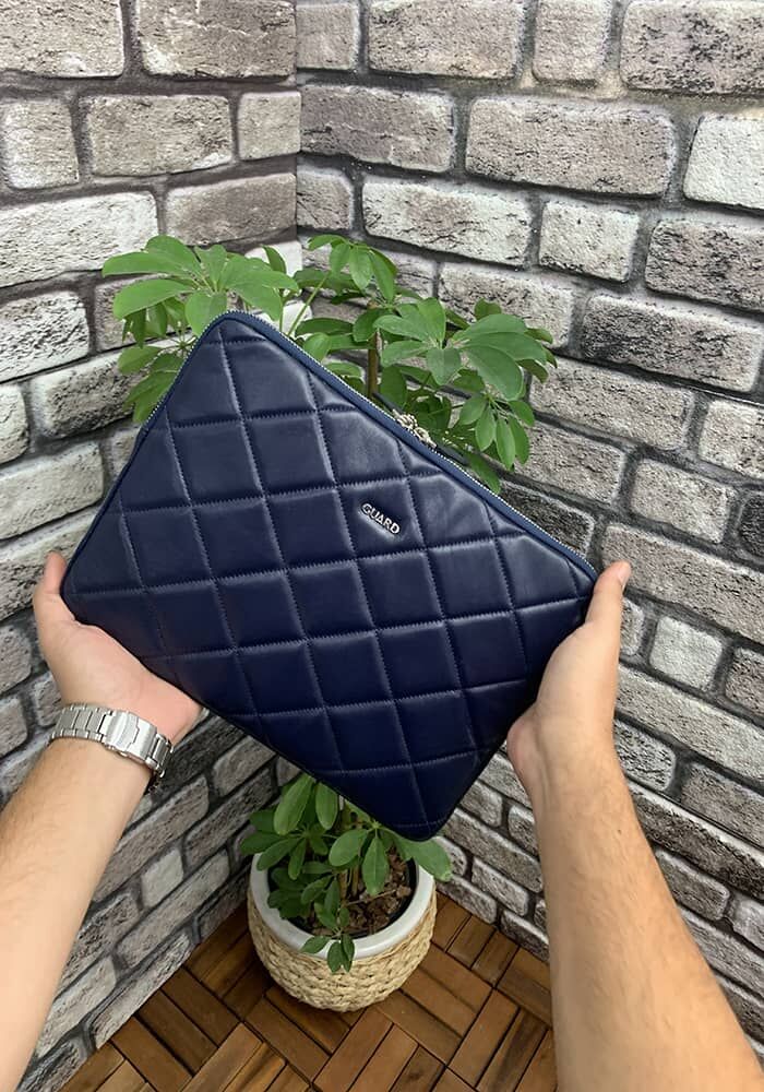 Lacivert Large Capitone Clutch Çanta