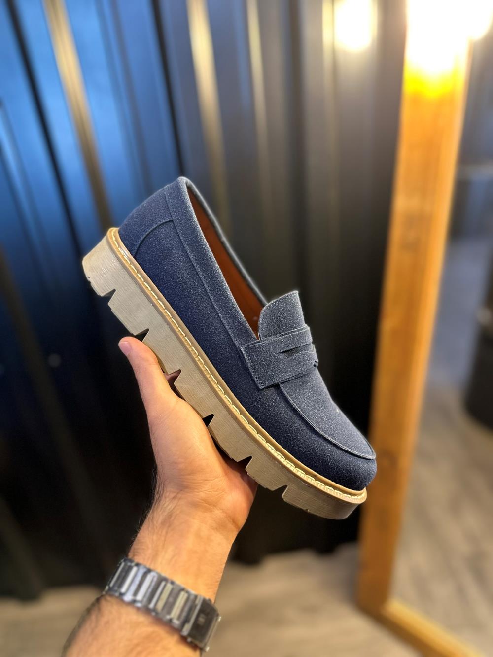 High Sole Classic Shoes Navy Blue (Suede)