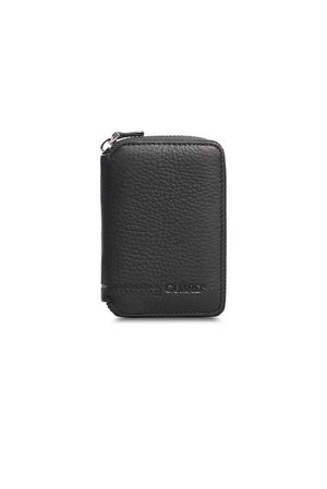 Matte Black Leather Mini Wallet with Zipper