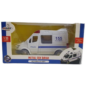 Pull Drop Metal Police Car 14 Cm