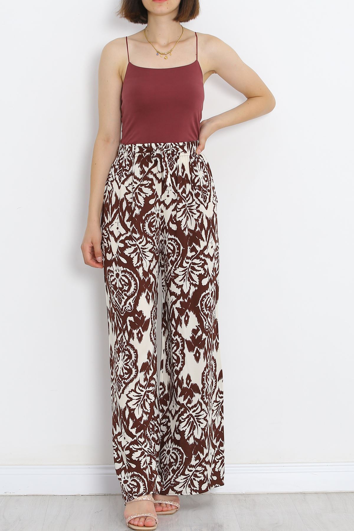 Patterned Woven Trousers Kahveekru